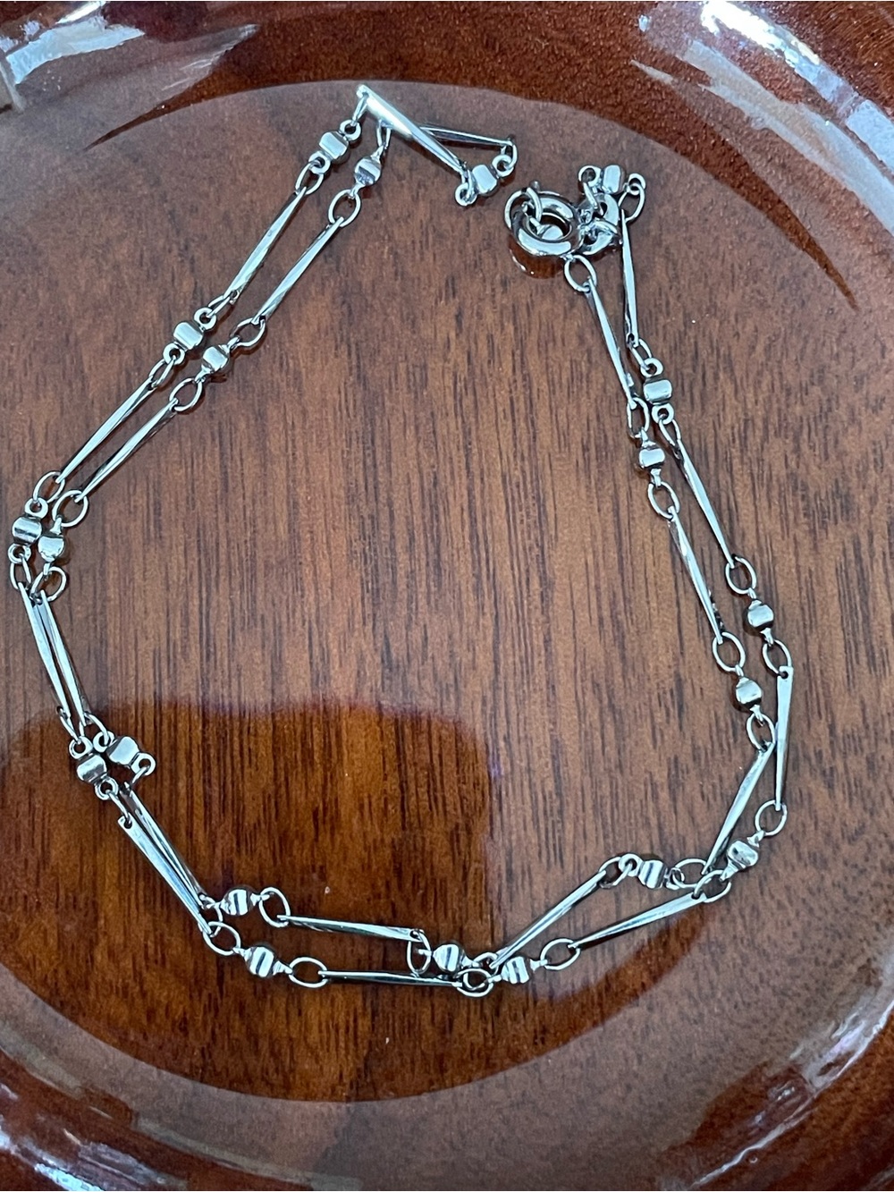 Vintage 925 Sterling Silver Unusual Rhodium plated Multi- bar & Link necklace